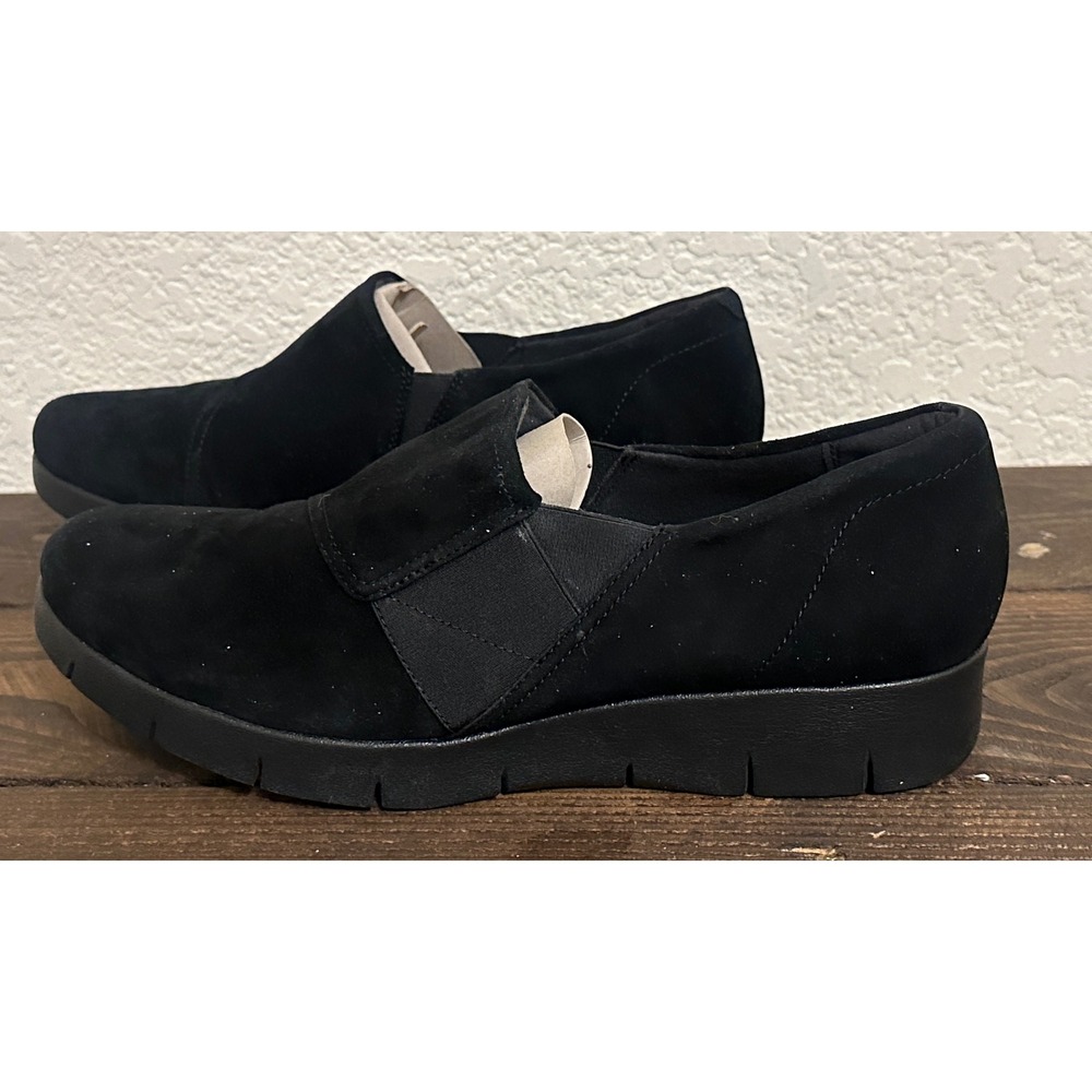 NIB Clarks Daelyn Monarch Black Suede Slip On Loafers Shoes womens 12 Wide